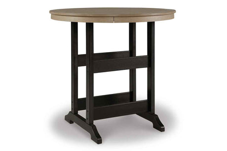Fairen Trail Black/Driftwood Outdoor Counter Height Dining Table with 2 Barstools by Ashley at Eve Furniture