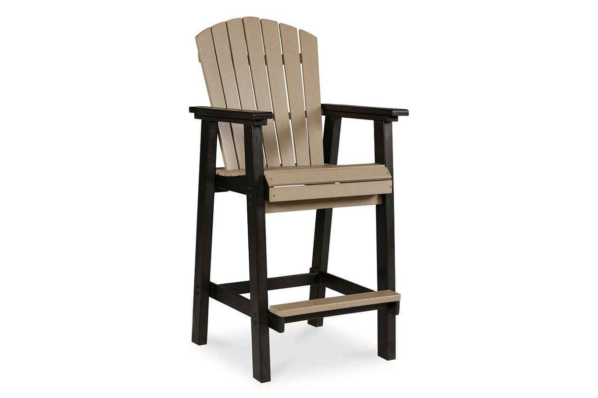 Fairen Trail Black/Driftwood Outdoor Counter Height Dining Table with 2 Barstools by Ashley at Eve Furniture