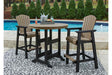 Fairen Trail Black/Driftwood Outdoor Counter Height Dining Table with 2 Barstools by Ashley at Eve Furniture