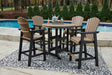 Fairen Trail Black/Driftwood Outdoor Counter Height Dining Table with 2 Barstools by Ashley at Eve Furniture