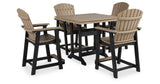 Fairen Trail Black/Driftwood Outdoor Counter Height Dining Table with 4 Barstools by Ashley at Eve Furniture