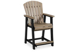 Fairen Trail Black/Driftwood Outdoor Counter Height Dining Table with 4 Barstools by Ashley at Eve Furniture