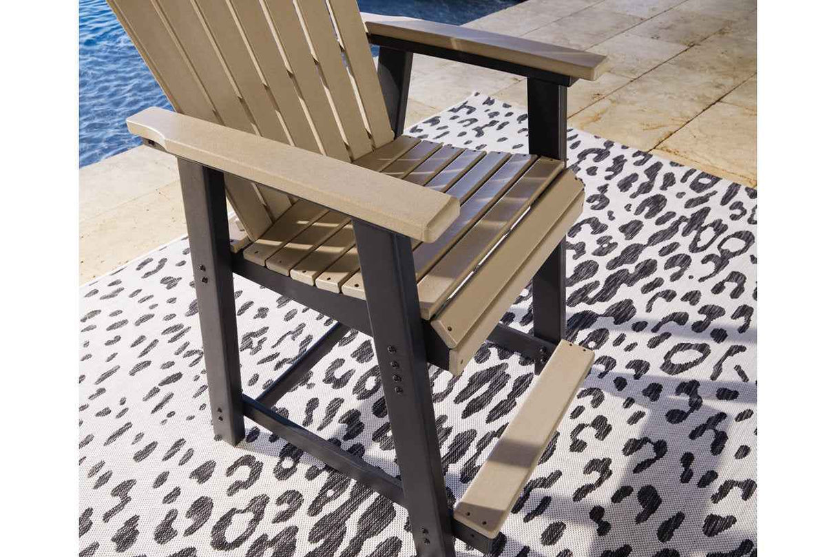 Fairen Trail Black/Driftwood Outdoor Counter Height Dining Table with 4 Barstools by Ashley at Eve Furniture