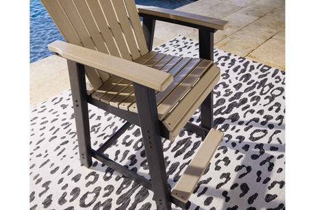 Fairen Trail Black/Driftwood Outdoor Counter Height Dining Table with 4 Barstools by Ashley at Eve Furniture