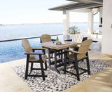 Fairen Trail Black/Driftwood Outdoor Counter Height Dining Table with 4 Barstools by Ashley at Eve Furniture
