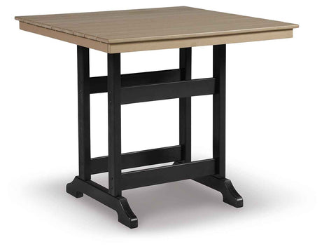 Fairen Trail Black/Driftwood Outdoor Counter Height Dining Table with 4 Barstools by Ashley at Eve Furniture