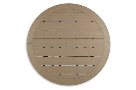 Fairen Trail Black/Driftwood Outdoor Bar Table by Ashley at Eve Furniture