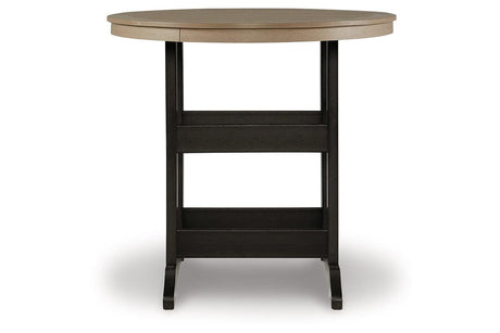 Fairen Trail Black/Driftwood Outdoor Bar Table by Ashley at Eve Furniture