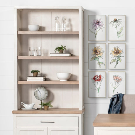 Fairview I White and Medium Brown Wood Three Shelf Shelving Unit by Mercana at Eve Furniture