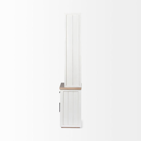 Fairview I White and Medium Brown Wood Three Shelf Shelving Unit by Mercana at Eve Furniture