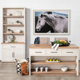 Fairview I White and Medium Brown Wood Three Shelf Shelving Unit by Mercana at Eve Furniture