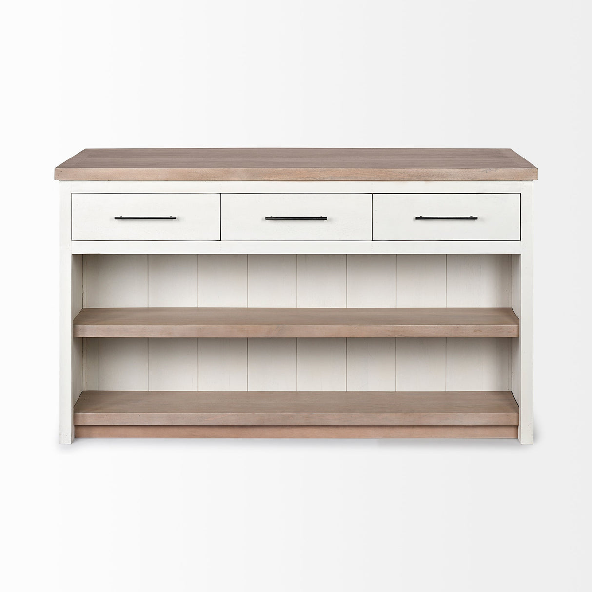 Fairview II White and Brown Two-Tone Stain Solid Wood Kitchen Island by Mercana at Eve Furniture