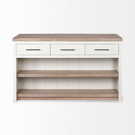 Fairview II White and Brown Two-Tone Stain Solid Wood Kitchen Island by Mercana at Eve Furniture