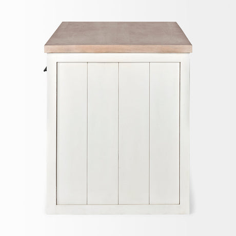 Fairview II White and Brown Two-Tone Stain Solid Wood Kitchen Island by Mercana at Eve Furniture
