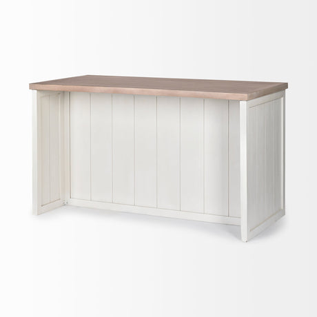 Fairview II White and Brown Two-Tone Stain Solid Wood Kitchen Island by Mercana at Eve Furniture