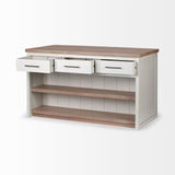 Fairview II White and Brown Two-Tone Stain Solid Wood Kitchen Island by Mercana at Eve Furniture