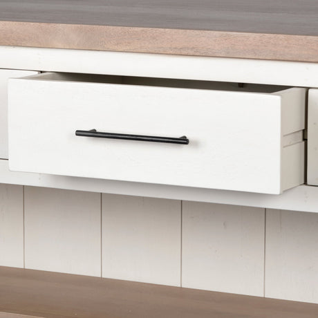 Fairview II White and Brown Two-Tone Stain Solid Wood Kitchen Island by Mercana at Eve Furniture