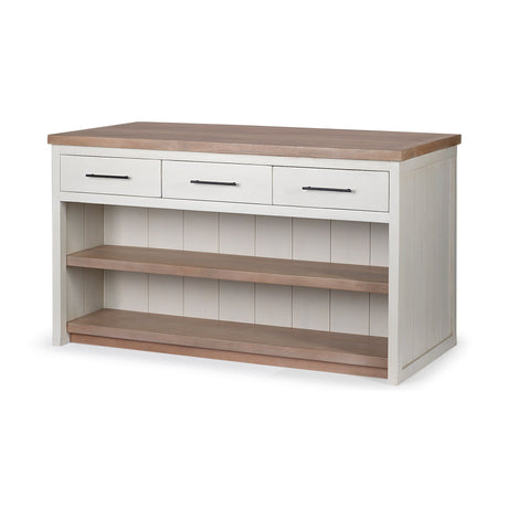 Fairview II White and Brown Two-Tone Stain Solid Wood Kitchen Island by Mercana at Eve Furniture