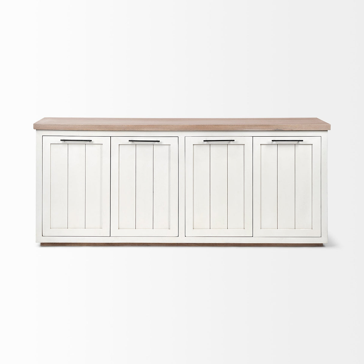 Fairview III Solid Wood Brown Top & White Frame 4 Cabinet Door Sideboard by Mercana at Eve Furniture