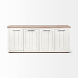 Fairview III Solid Wood Brown Top & White Frame 4 Cabinet Door Sideboard by Mercana at Eve Furniture