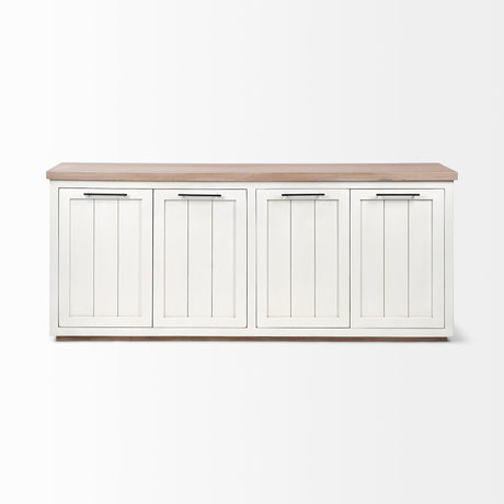 Fairview III Solid Wood Brown Top & White Frame 4 Cabinet Door Sideboard by Mercana at Eve Furniture