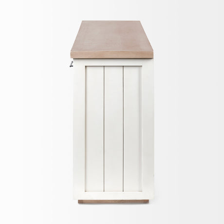 Fairview III Solid Wood Brown Top & White Frame 4 Cabinet Door Sideboard by Mercana at Eve Furniture