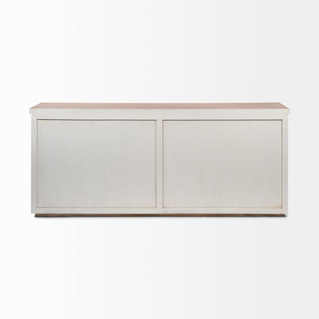 Fairview III Solid Wood Brown Top & White Frame 4 Cabinet Door Sideboard by Mercana at Eve Furniture