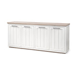 Fairview III Solid Wood Brown Top & White Frame 4 Cabinet Door Sideboard by Mercana at Eve Furniture