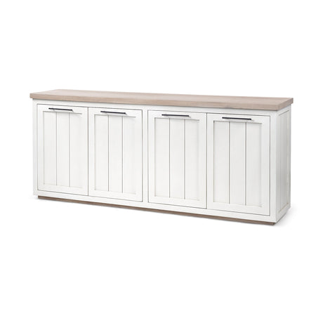 Fairview III Solid Wood Brown Top & White Frame 4 Cabinet Door Sideboard by Mercana at Eve Furniture