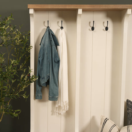 Fairview IV White And Brown Wood With Storage Hall Tree by Mercana at Eve Furniture