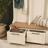 Fairview IV White And Brown Wood With Storage Hall Tree by Mercana at Eve Furniture