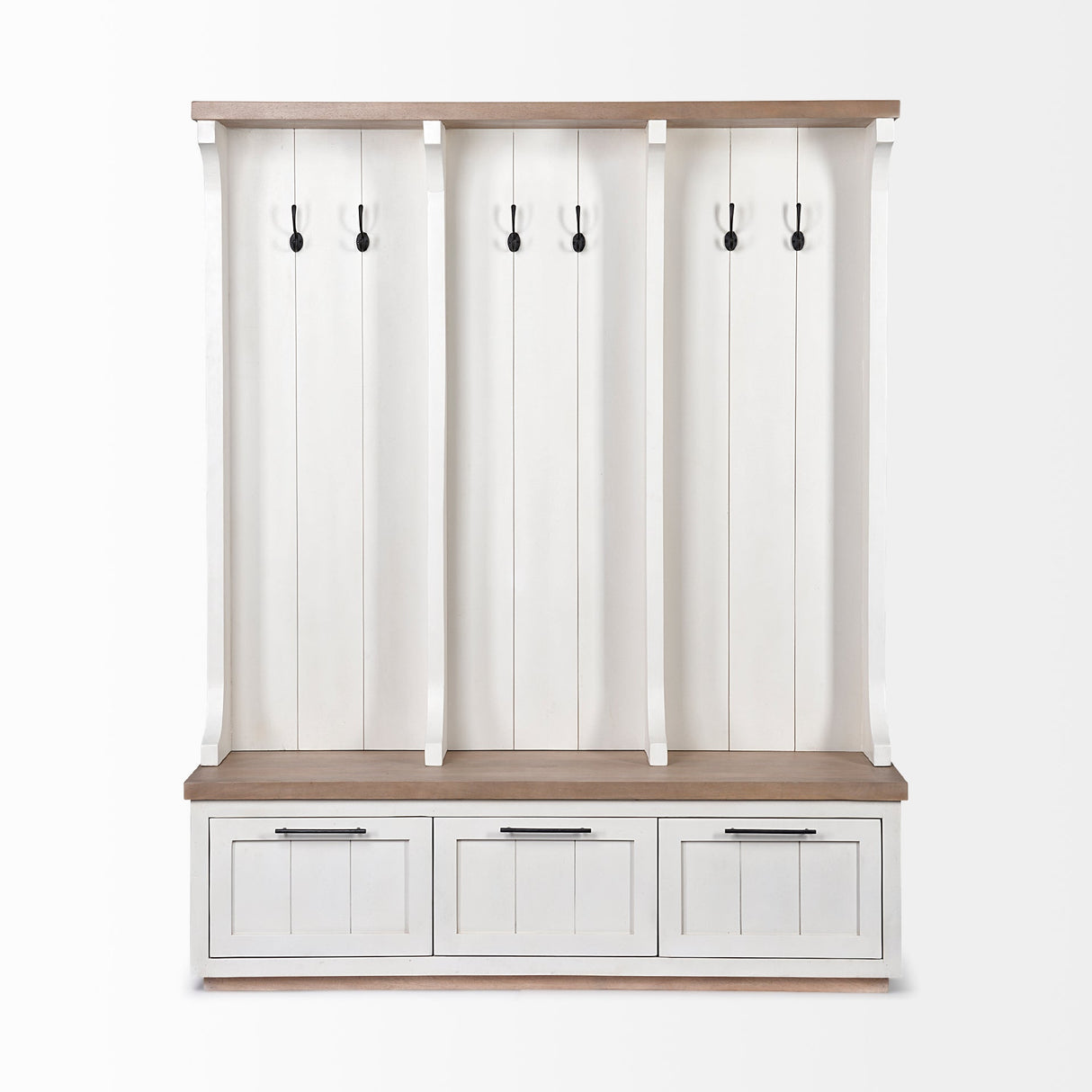 Fairview IV White And Brown Wood With Storage Hall Tree by Mercana at Eve Furniture