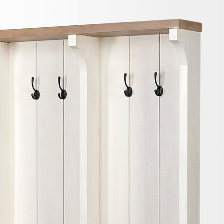 Fairview IV White And Brown Wood With Storage Hall Tree by Mercana at Eve Furniture