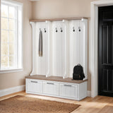 Fairview IV White And Brown Wood With Storage Hall Tree by Mercana at Eve Furniture