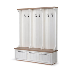 Fairview IV White And Brown Wood With Storage Hall Tree by Mercana at Eve Furniture