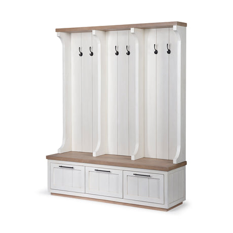 Fairview IV White And Brown Wood With Storage Hall Tree by Mercana at Eve Furniture