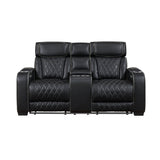 Fairway Black 2-Piece Power Double Reclining Set by Homelegance at Eve Furniture
