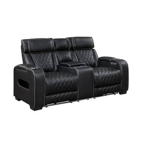 Fairway Black 2-Piece Power Double Reclining Set by Homelegance at Eve Furniture