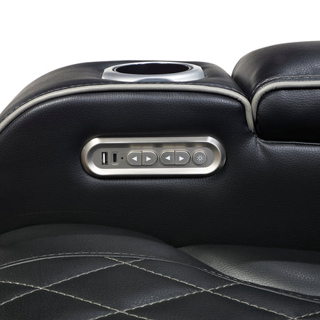 Fairway Black 2-Piece Power Double Reclining Set by Homelegance at Eve Furniture