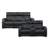 Fairway Black 2-Piece Power Double Reclining Set by Homelegance at Eve Furniture