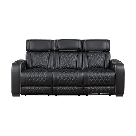 Fairway Black 2-Piece Power Double Reclining Set by Homelegance at Eve Furniture