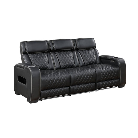 Fairway Black 2-Piece Power Double Reclining Set by Homelegance at Eve Furniture