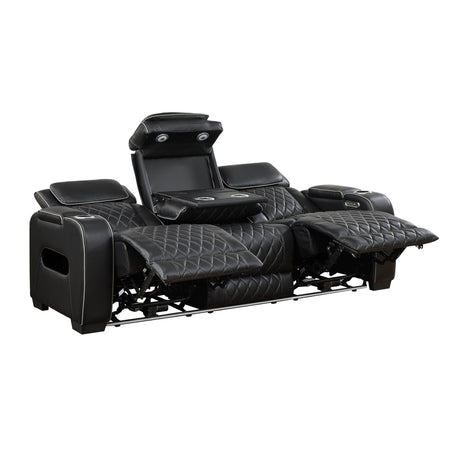 Fairway Black 2-Piece Power Double Reclining Set by Homelegance at Eve Furniture