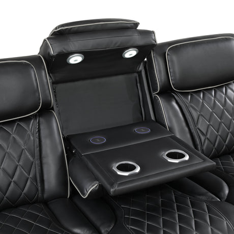 Fairway Black 2-Piece Power Double Reclining Set by Homelegance at Eve Furniture