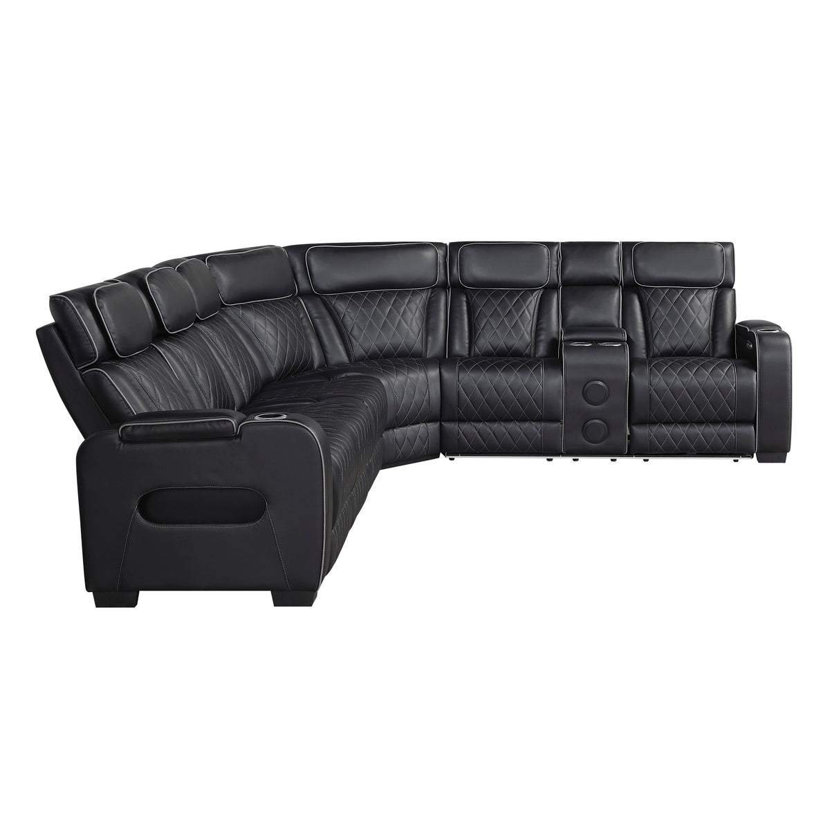 Fairway Black 3-Piece Power Reclining Sectional with Right-Side Console by Homelegance at Eve Furniture
