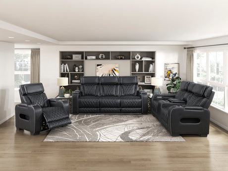 Fairway Black Power Double Reclining Loveseat with Center Console by Homelegance at Eve Furniture