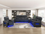 Fairway Black Power Double Reclining Loveseat with Center Console by Homelegance at Eve Furniture
