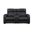 Fairway Black Power Double Reclining Loveseat with Center Console by Homelegance at Eve Furniture
