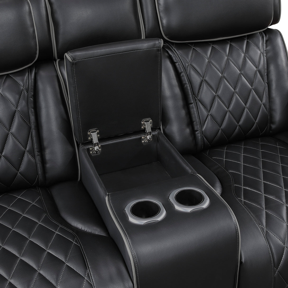 Fairway Black Power Double Reclining Loveseat with Center Console by Homelegance at Eve Furniture