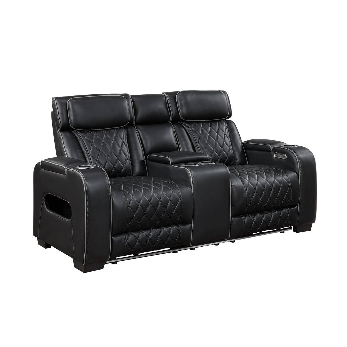 Fairway Black Power Double Reclining Loveseat with Center Console by Homelegance at Eve Furniture